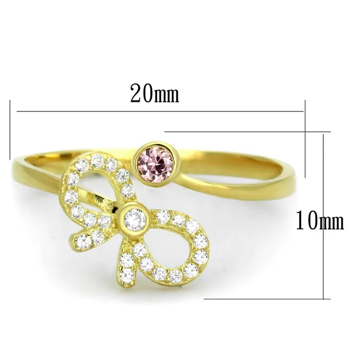 Alamode Rings TS309 Gold 925 Sterling Silver Ring with AAA Grade CZ in Rose