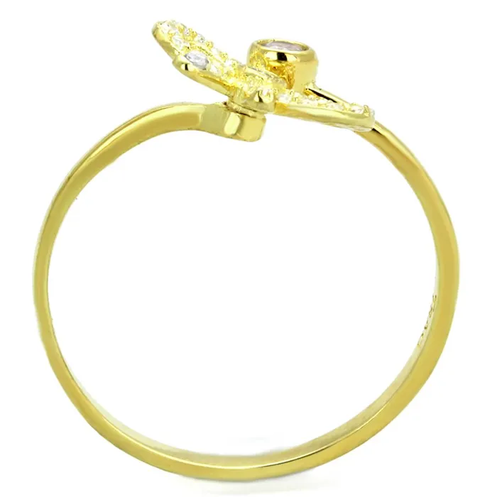 Alamode Rings TS309 Gold 925 Sterling Silver Ring with AAA Grade CZ in Rose