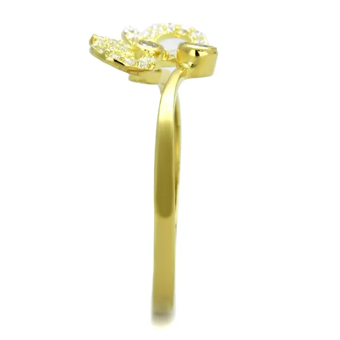 Alamode Rings TS309 Gold 925 Sterling Silver Ring with AAA Grade CZ in Rose