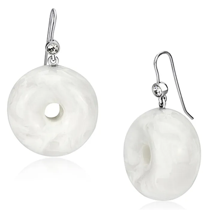 Alamode VL068 IP rhodium PVD Brass Earrings with Synthetic Synthetic Stone in White Earrings