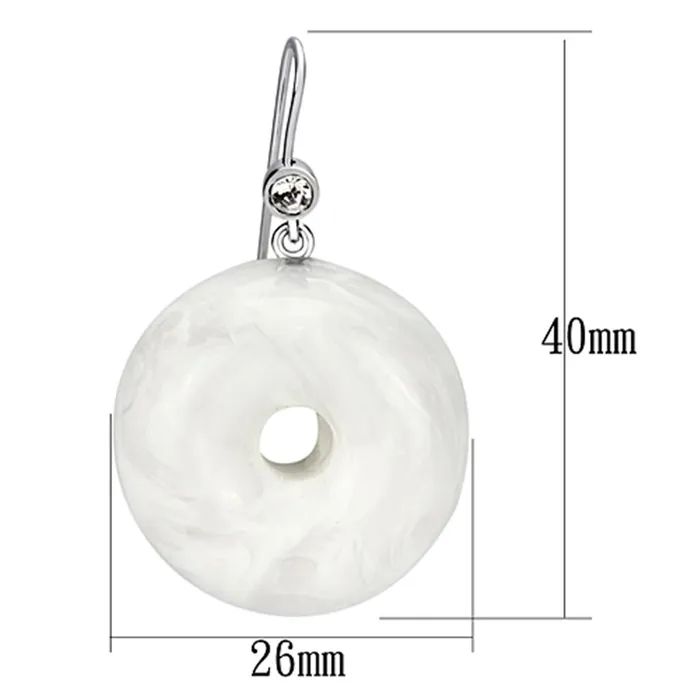 Alamode VL068 IP rhodium PVD Brass Earrings with Synthetic Synthetic Stone in White Earrings