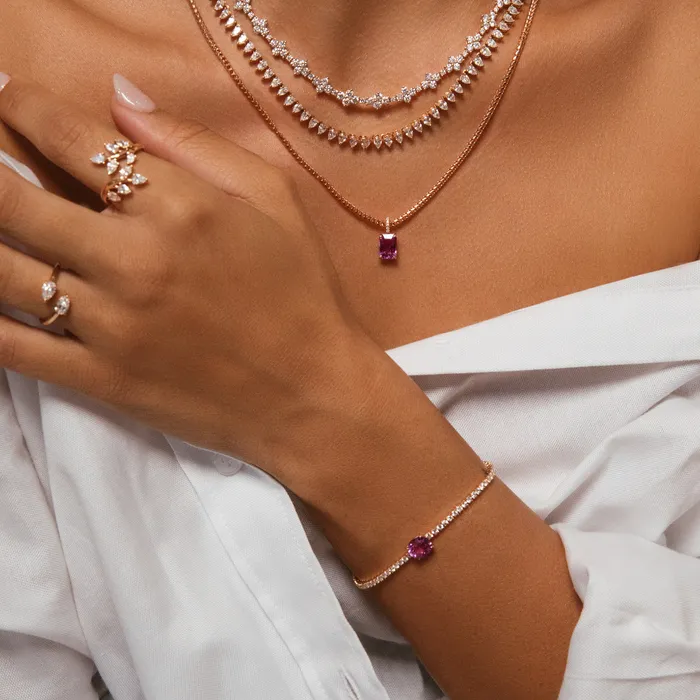 anitako Bracelets DIAMOND HEPBURN BRACELET WITH PINK SAPPHIRE CENTER
