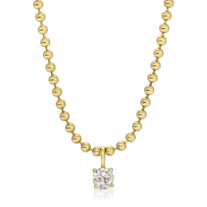 anitako Necklaces BALL CHAIN NECKLACE WITH ROUND DIAMOND PENDANT