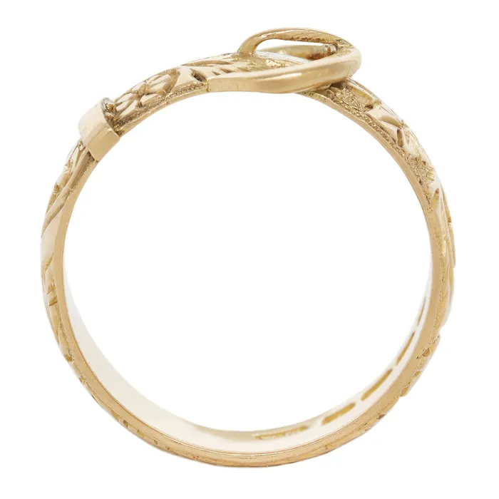 Antique Vintage Jewelry Gold Floral Engraved Buckle Ring Rings