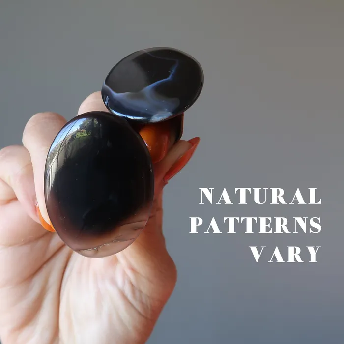 Black Agate Ring LargeinCharge Power Stone Adjustable Bronze Satin Crystals Rings