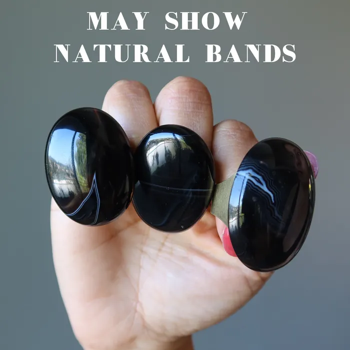 Black Agate Ring LargeinCharge Power Stone Adjustable Bronze Satin Crystals Rings