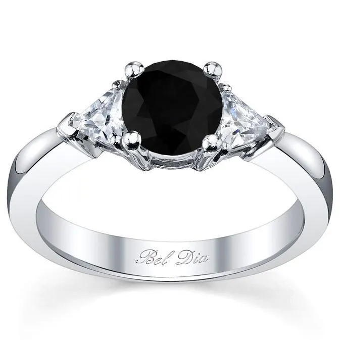 Black Diamond Three Stone Ring with Trillions deBebians Rings