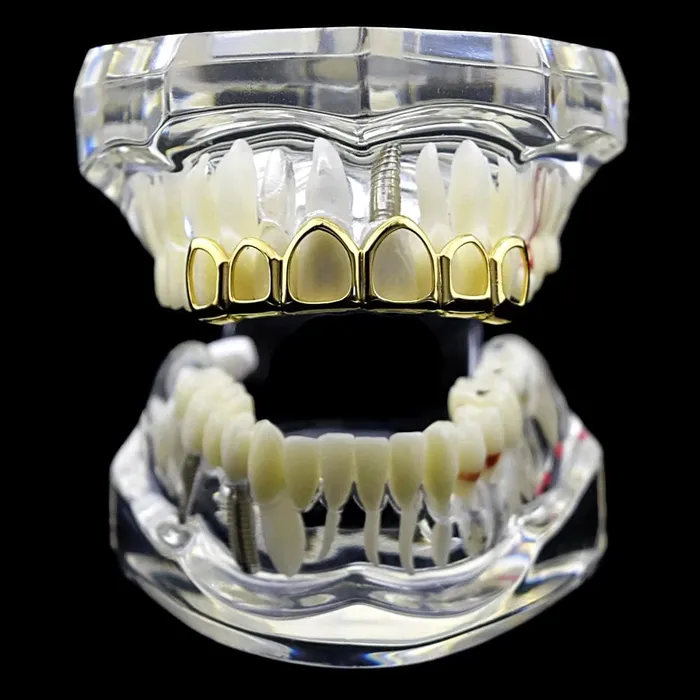 Bling Cartel Admin 14K Gold Plated 6 Open Face Top Teeth Grillz Rings