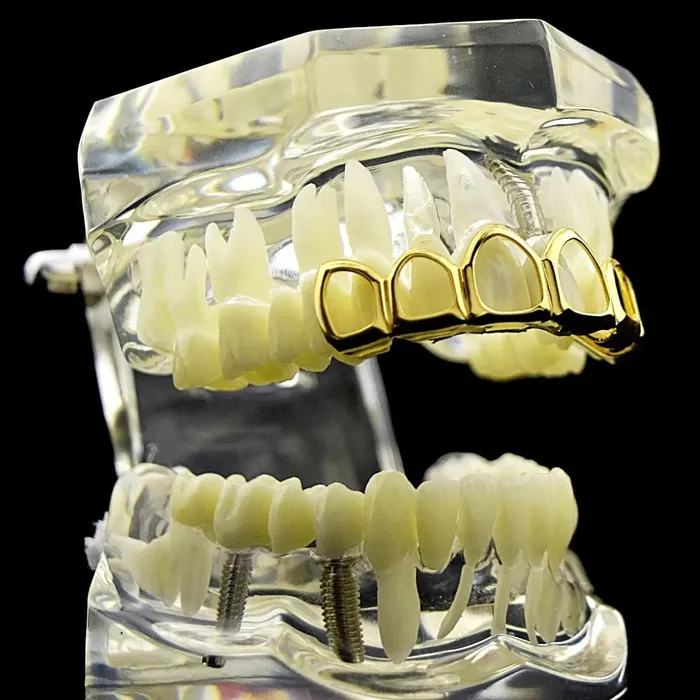 Bling Cartel Admin 14K Gold Plated 6 Open Face Top Teeth Grillz Rings