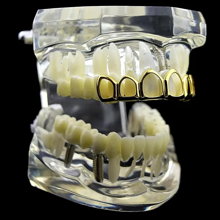 Bling Cartel Admin 14K Gold Plated 6 Open Face Top Teeth Grillz Rings