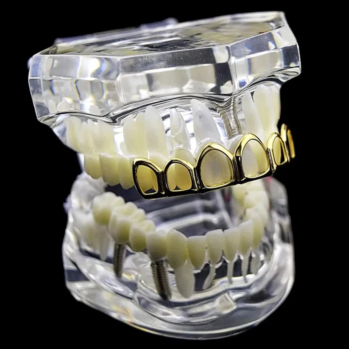 Bling Cartel Admin 14K Gold Plated 6 Open Face Top Teeth Grillz Rings