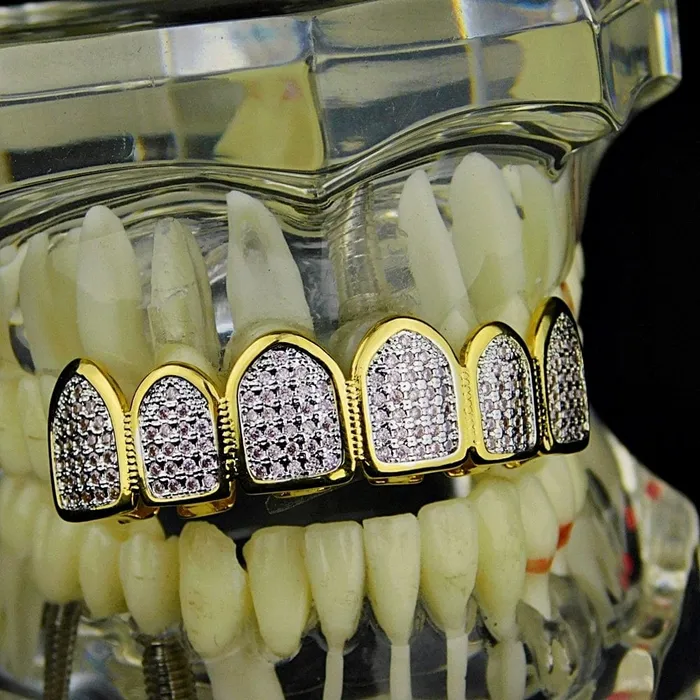 Bling Cartel Admin 14k Gold Plated Two Tone Premium CZ Pink Iced Micro Pave Top Grillz Rings