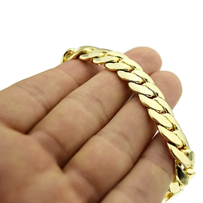 Bling Cartel Admin Bracelets 14K Gold Plated Miami Cuban Link Bracelet 12mm 9 Inch