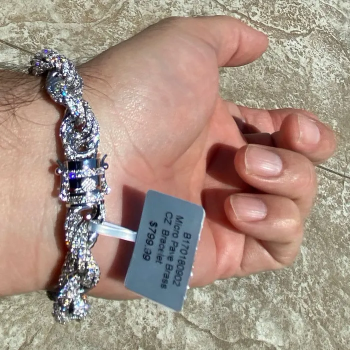 Bling Cartel Admin Bracelets 14K White Gold Plated CZ Rope Bracelet 85 x 10MM