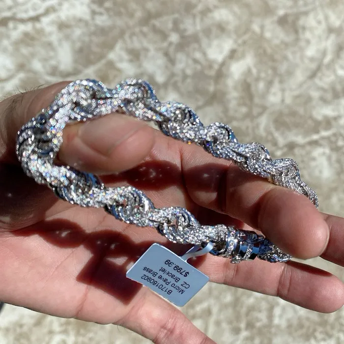 Bling Cartel Admin Bracelets 14K White Gold Plated CZ Rope Bracelet 85 x 10MM