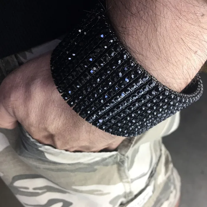 Bling Cartel Admin Bracelets Black 12 Row Iced Flooded Out Pharaoh Bracelet 9