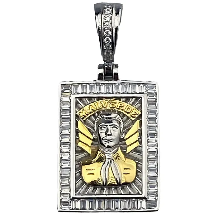 Bling Cartel Admin Rings Jesus Malverde Two Tone Gold Plated over 925 Sterling Silver Pendant 1