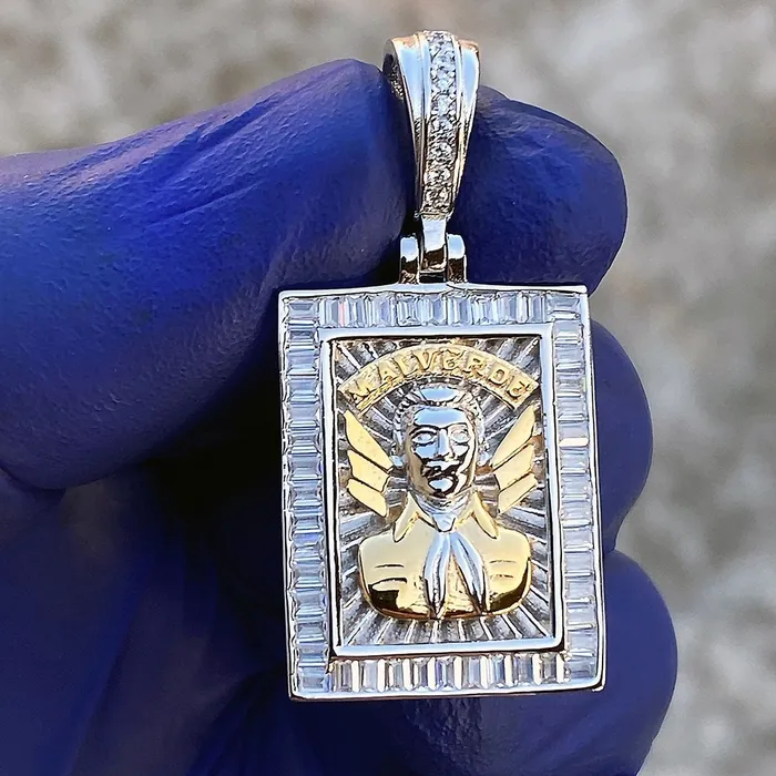 Bling Cartel Admin Rings Jesus Malverde Two Tone Gold Plated over 925 Sterling Silver Pendant 1