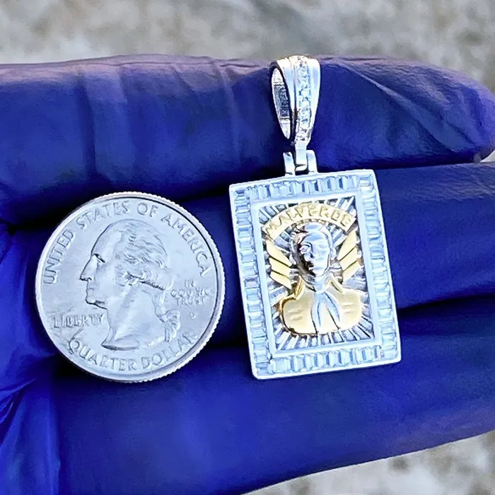 Bling Cartel Admin Rings Jesus Malverde Two Tone Gold Plated over 925 Sterling Silver Pendant 1