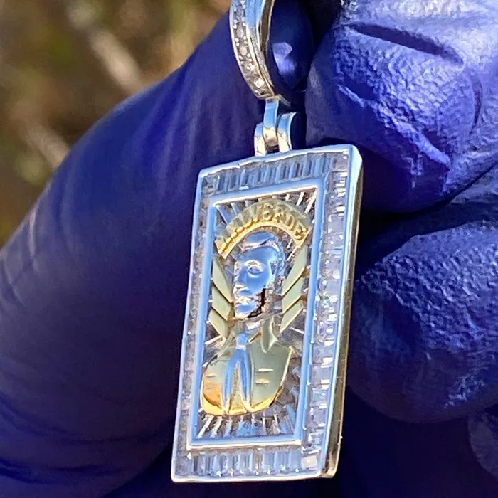 Bling Cartel Admin Rings Jesus Malverde Two Tone Gold Plated over 925 Sterling Silver Pendant 1