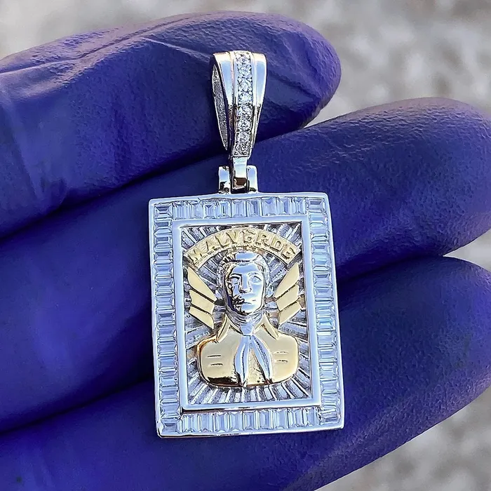 Bling Cartel Admin Rings Jesus Malverde Two Tone Gold Plated over 925 Sterling Silver Pendant 1