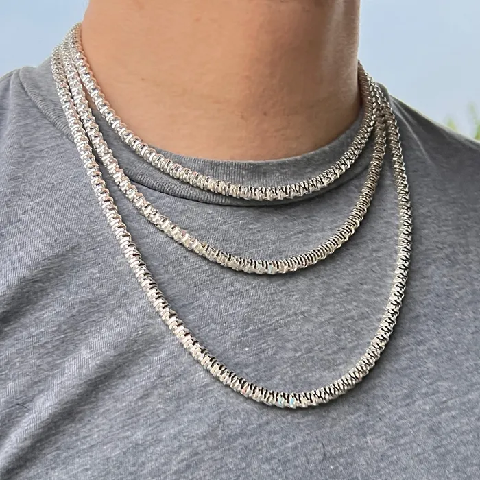 Bling Cartel Necklaces 925 Sterling Silver Sparkle Diamond Cut Rope Chain Necklace 55MM Thick