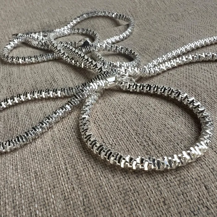 Bling Cartel Necklaces 925 Sterling Silver Sparkle Diamond Cut Rope Chain Necklace 55MM Thick
