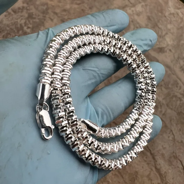Bling Cartel Necklaces 925 Sterling Silver Sparkle Diamond Cut Rope Chain Necklace 55MM Thick