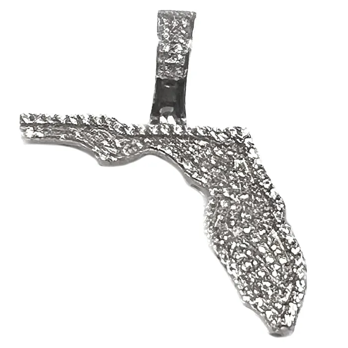 Bling Cartel Necklaces 925 Sterling Silver State of Florida CZ Iced FL Bling Pendant