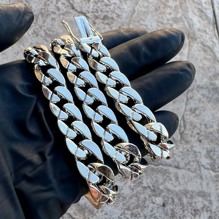Bling Cartel Necklaces Cuban Link Chain Iced CZ Silver Tone Bling Out Necklace 13mm 1624