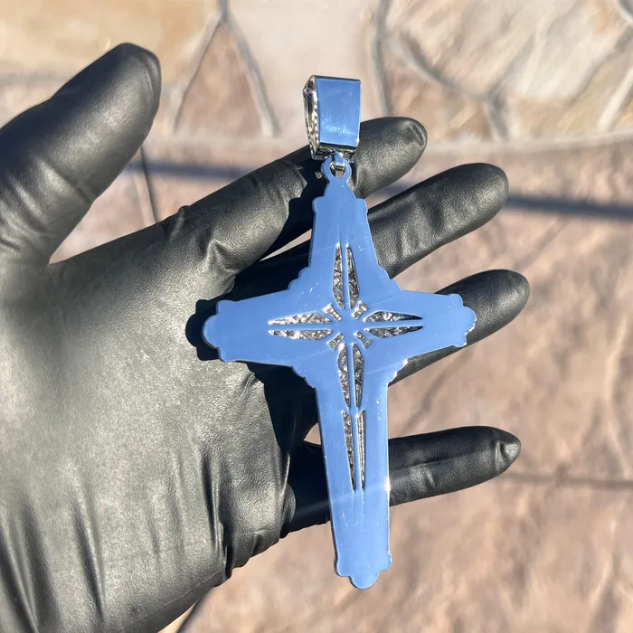 Bling Cartel Necklaces Mens Latin Cross Hip Hop Pendant Silver Tone Iced Bling Out CZ 5