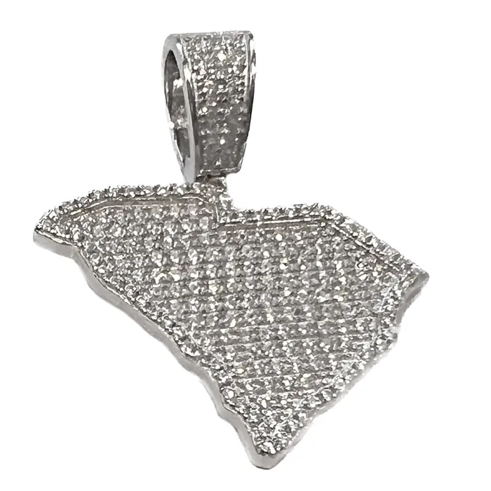 Bling Cartel Necklaces Sterling Silver State of South Carolina CZ Iced CZ Pendant