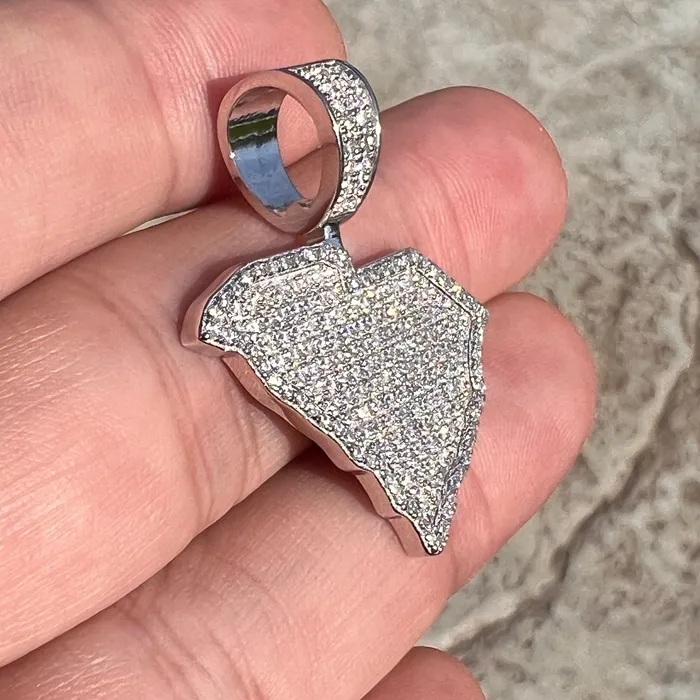 Bling Cartel Necklaces Sterling Silver State of South Carolina CZ Iced CZ Pendant