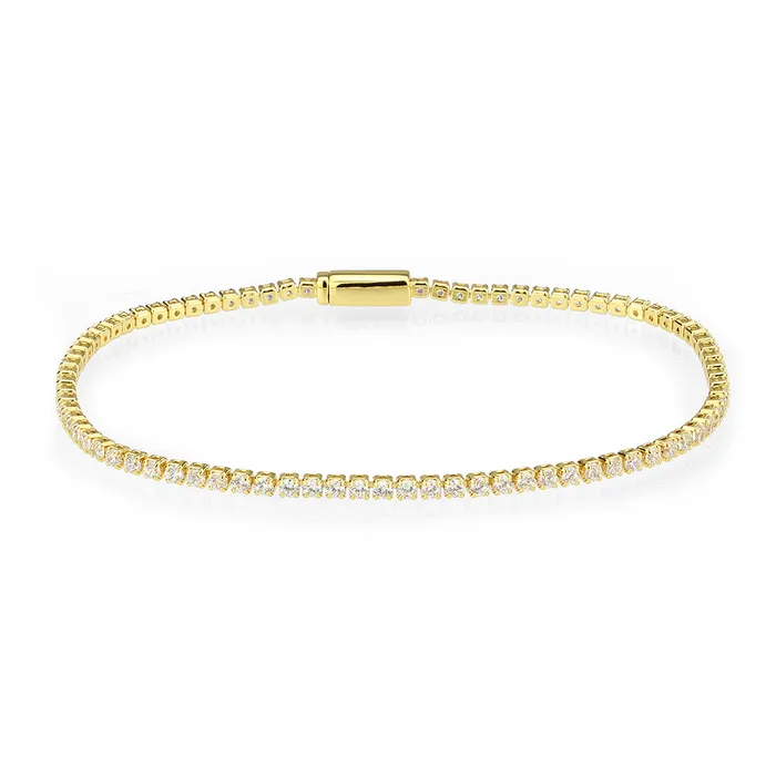 Bracelets 3W1683 Gold Brass Bracelet with AAA Grade CZ in Clear Alamode