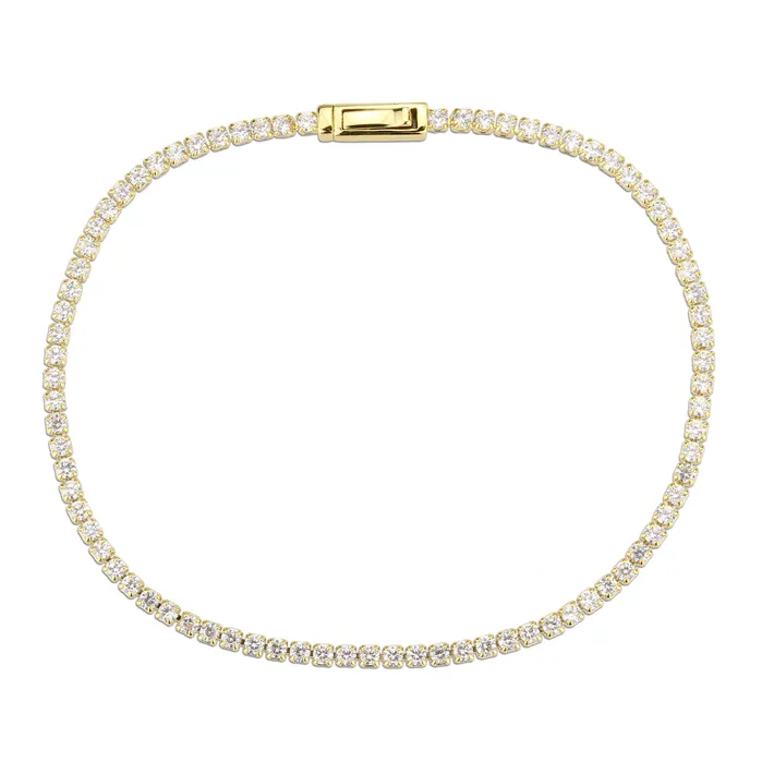 Bracelets 3W1683 Gold Brass Bracelet with AAA Grade CZ in Clear Alamode