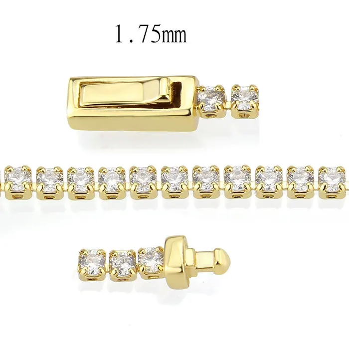 Bracelets 3W1683 Gold Brass Bracelet with AAA Grade CZ in Clear Alamode