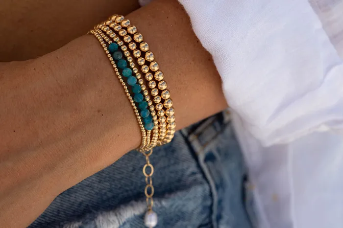 Bracelets Adjustable Gold Filled Beaded Ball Bracelet Earthly Abundance Jewelry