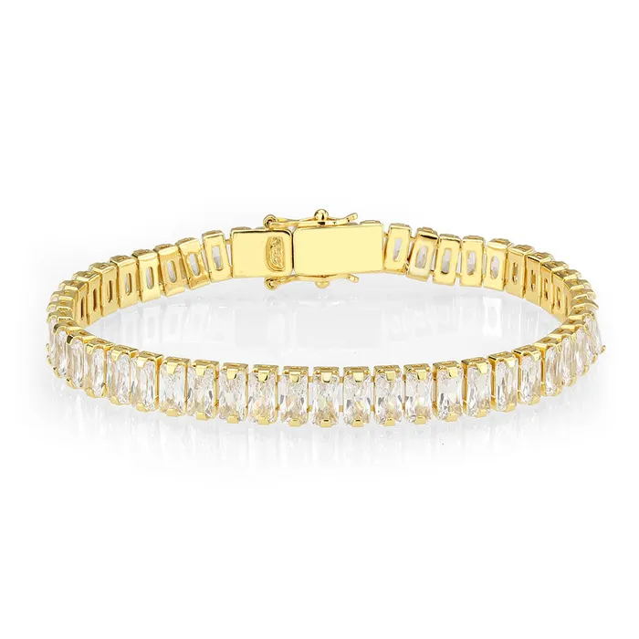 Bracelets Alamode 3W1704 Gold Brass Bracelet with AAA Grade CZ in Clear