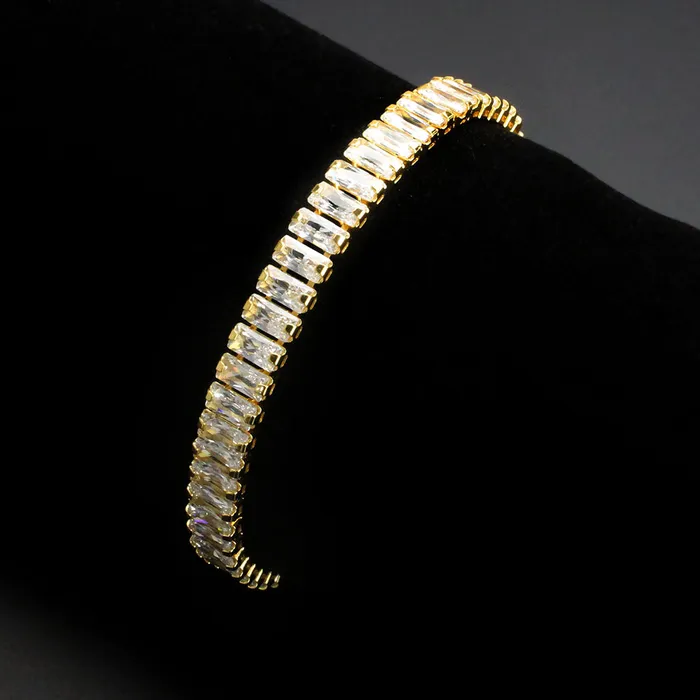 Bracelets Alamode 3W1704 Gold Brass Bracelet with AAA Grade CZ in Clear
