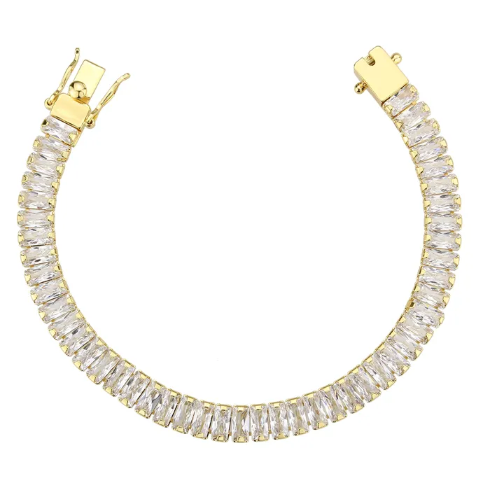 Bracelets Alamode 3W1704 Gold Brass Bracelet with AAA Grade CZ in Clear