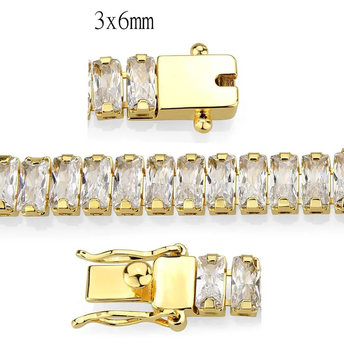 Bracelets Alamode 3W1704 Gold Brass Bracelet with AAA Grade CZ in Clear