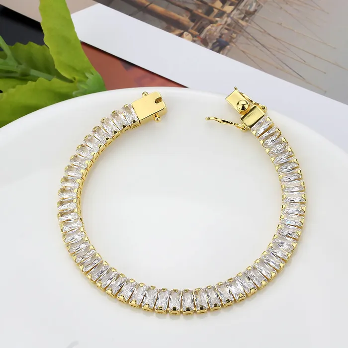 Bracelets Alamode 3W1704 Gold Brass Bracelet with AAA Grade CZ in Clear