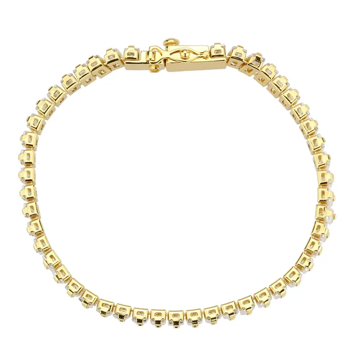Bracelets Alamode 3W1704 Gold Brass Bracelet with AAA Grade CZ in Clear