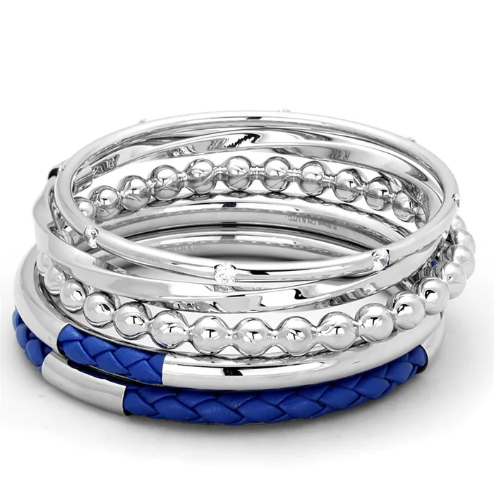 Bracelets Alamode LO3570 High polished no plating Stainless Steel Bangle with AAA Grade CZ in Clear
