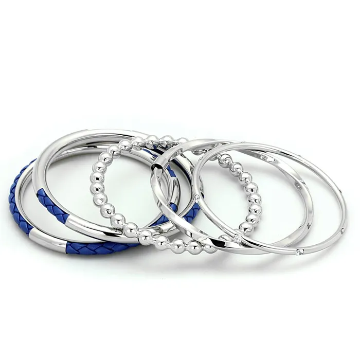 Bracelets Alamode LO3570 High polished no plating Stainless Steel Bangle with AAA Grade CZ in Clear