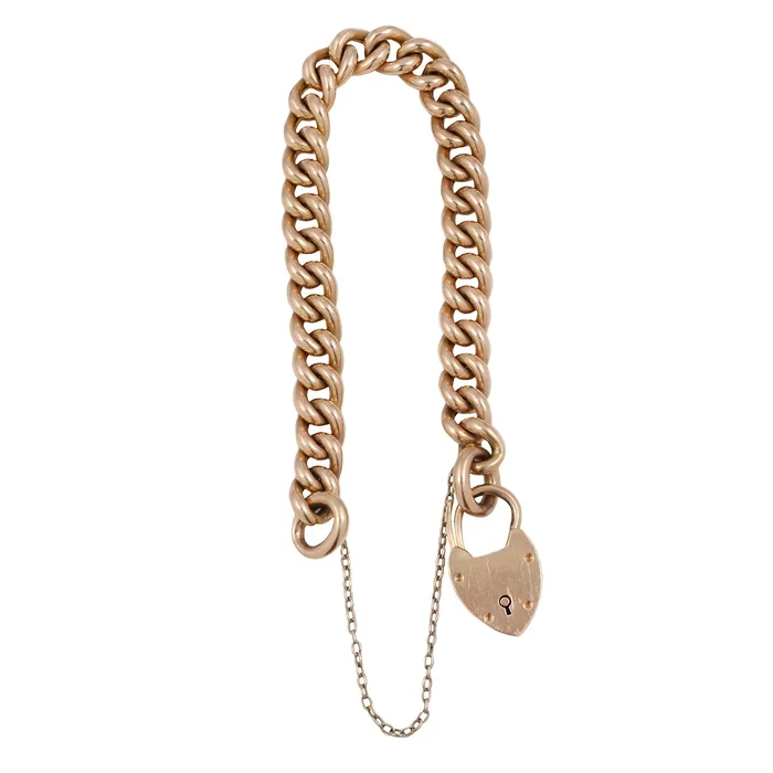 Bracelets Antique Vintage Jewelry Kingsley Heart Curb Bracelet