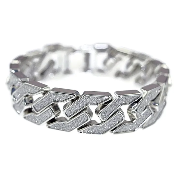 Bracelets Bling Cartel Admin Sand Blast Silver Tone Squared Bracelet 85