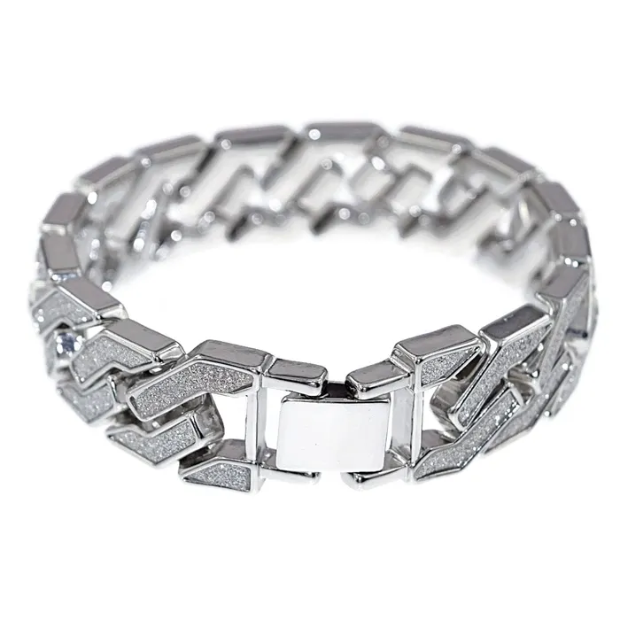 Bracelets Bling Cartel Admin Sand Blast Silver Tone Squared Bracelet 85
