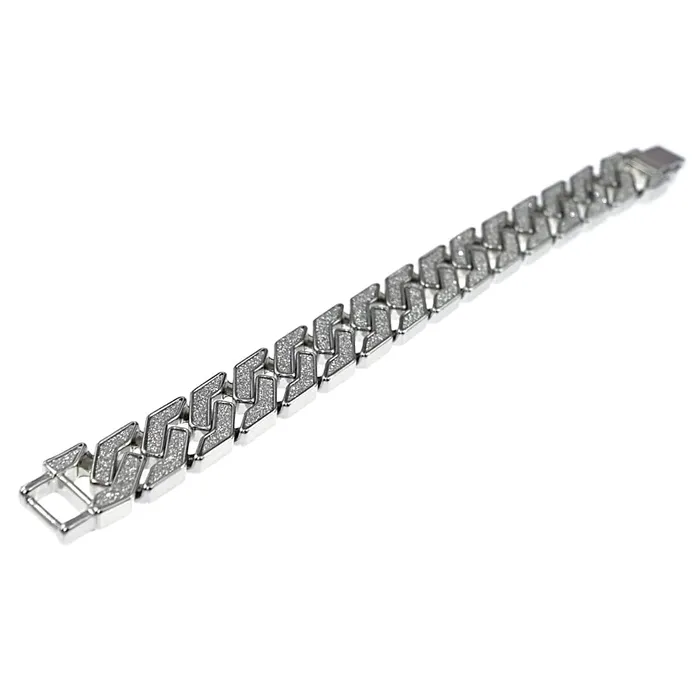 Bracelets Bling Cartel Admin Sand Blast Silver Tone Squared Bracelet 85