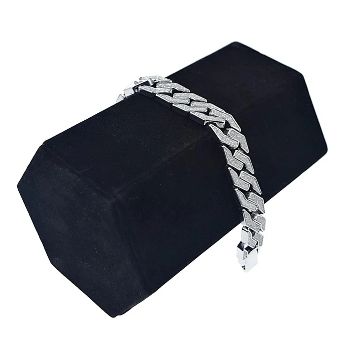 Bracelets Bling Cartel Admin Sand Blast Silver Tone Squared Bracelet 85